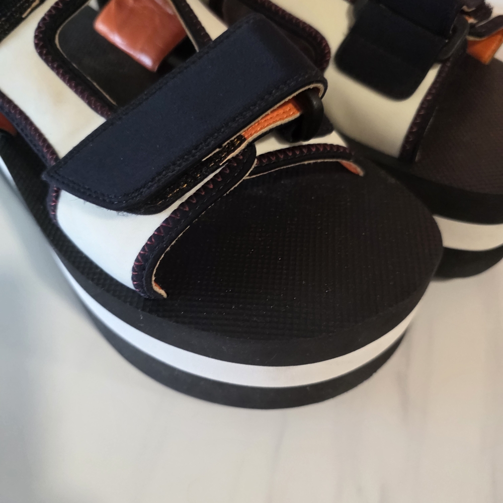 Marni 37 Black and White Touch-Strap Platform Sandals Luxury Vacation Chic - Picture 4 of 13
